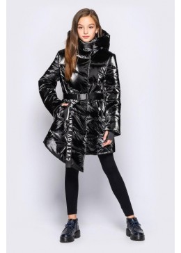Cvetkov черная зимняя куртка для девочки Кэсси